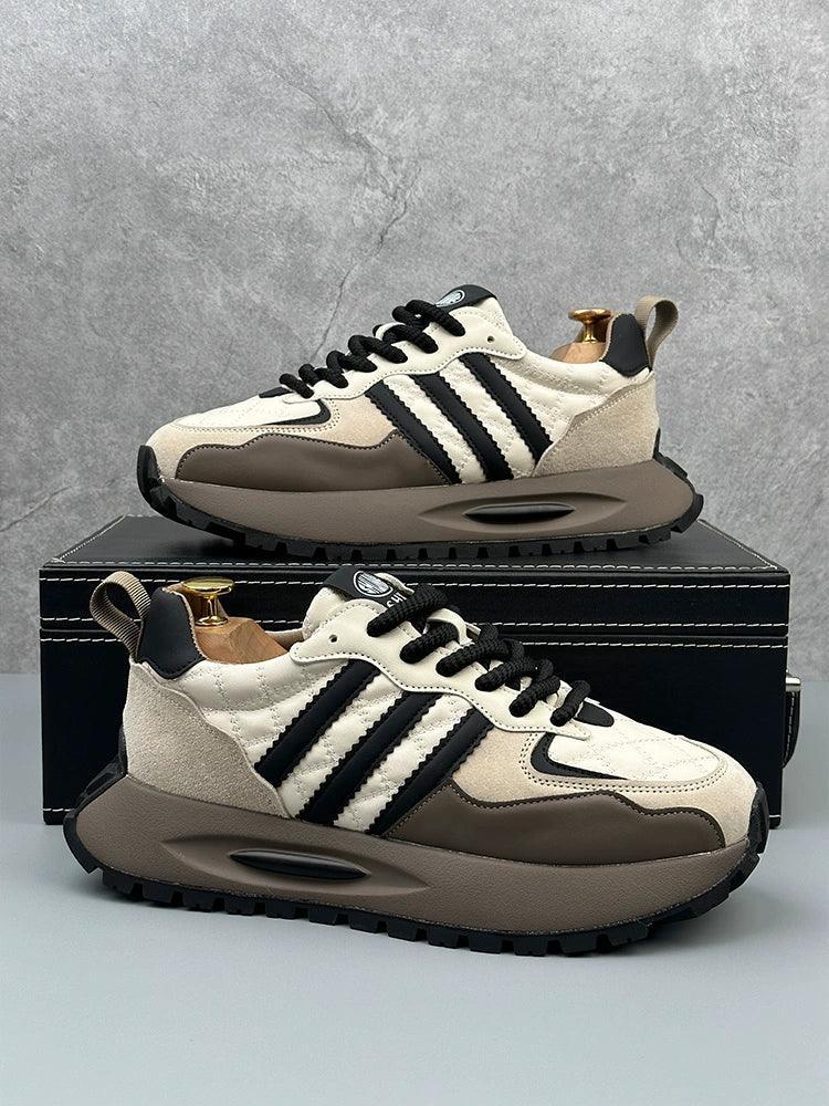 CABUNCCI Leisure — Deri Dikiş & Mesh Casual Spor Ayakkabı