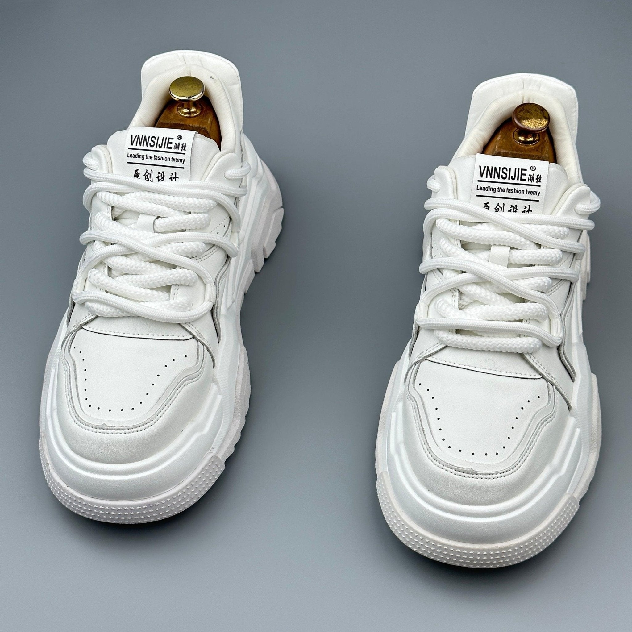 CABUNCCI Youth Trend — Plain Noodle & Kalın Taban Beyaz Spor Sneaker - Nexnovas