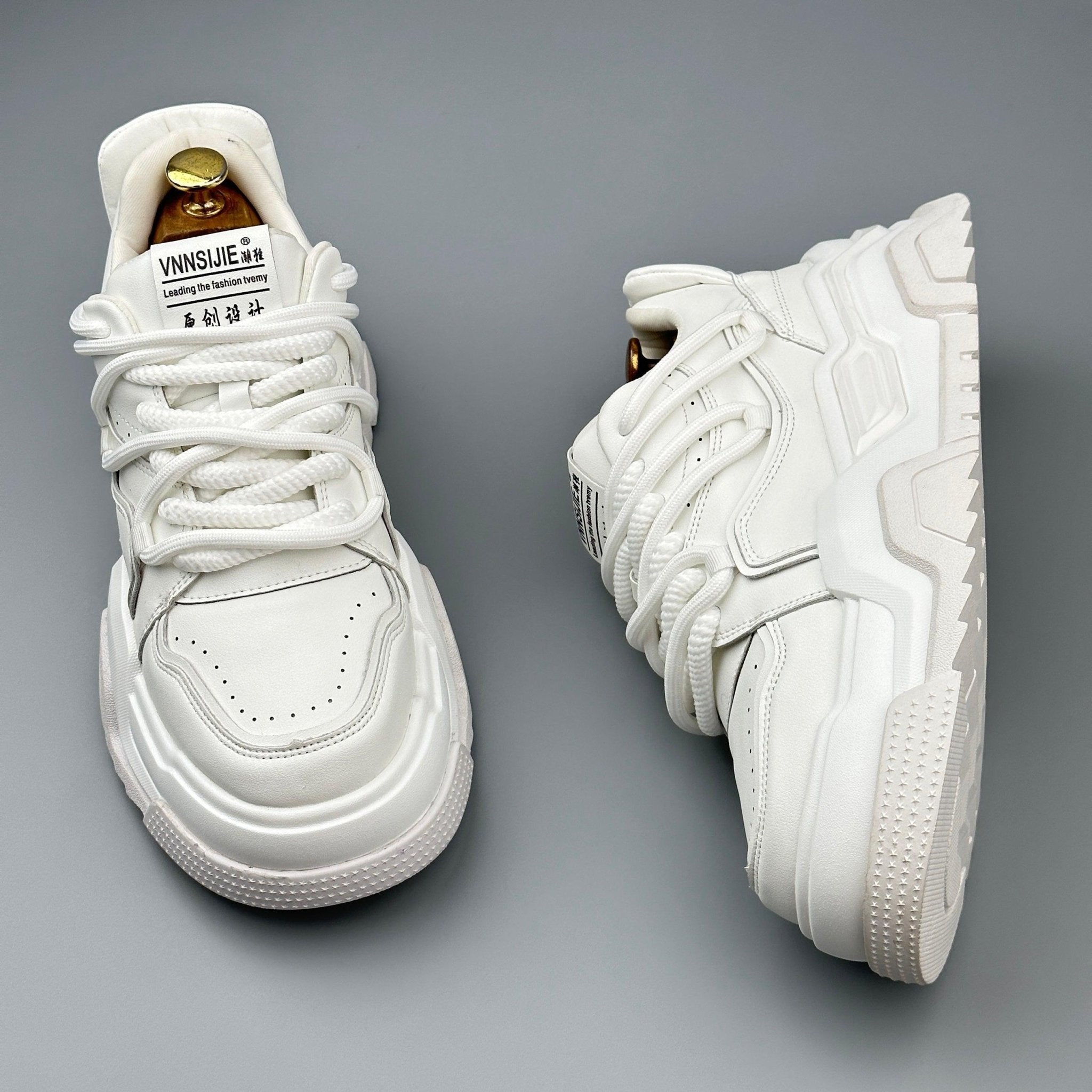 CABUNCCI Youth Trend — Plain Noodle & Kalın Taban Beyaz Spor Sneaker - Nexnovas