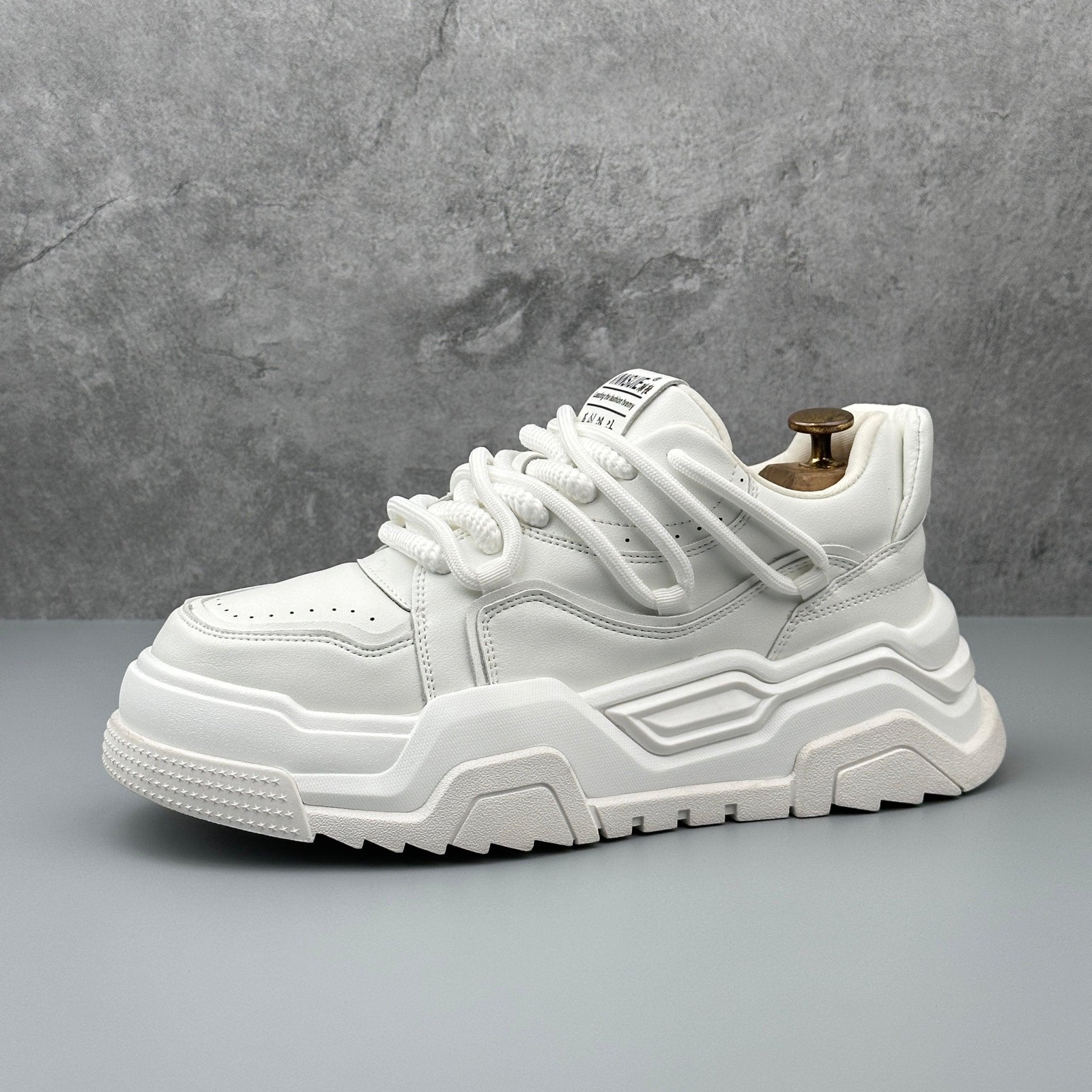CABUNCCI Youth Trend — Plain Noodle & Kalın Taban Beyaz Spor Sneaker - Nexnovas