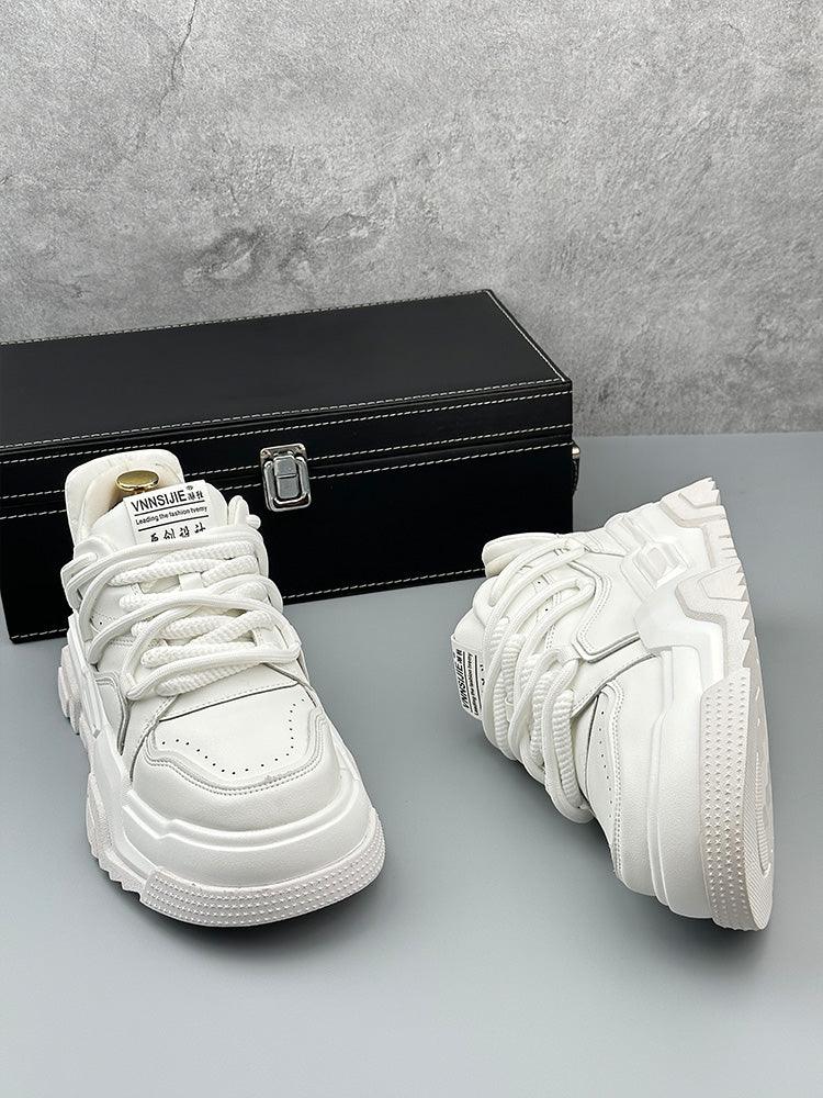 CABUNCCI Youth Trend — Plain Noodle & Kalın Taban Beyaz Spor Sneaker - Nexnovas