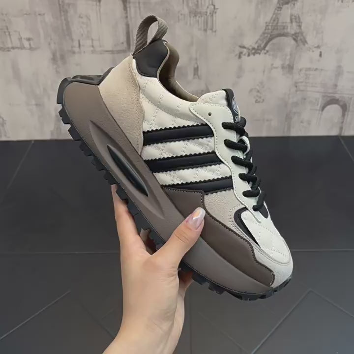 CABUNCCI Leisure — Deri Dikiş & Mesh Casual Spor Ayakkabı
